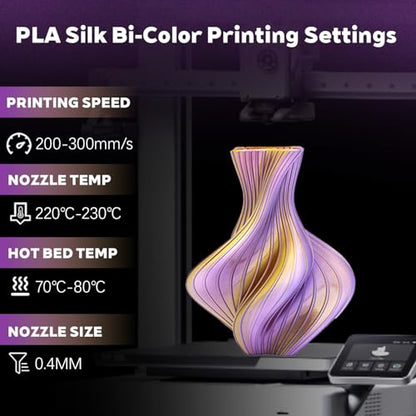 Silk Dual Color Gold Purple PLA 1.75mm 1kg Shiny 3D Printer Filament FDM - color: A_pla-2ssc-10 Silk Gold+purple