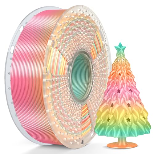 SUNLU Silk Rainbow PLA Filament, Multicolor Silk 3D Printer Filament 1.75mm +/- 0.02mm, Fast Color Change Each 8 Meters, 330 Meters, 1kg/2.2lbs, Silk Rainbow 05(Pale Green-Orange-Light Pink-Yellow) - color: Silk Rainbow 05