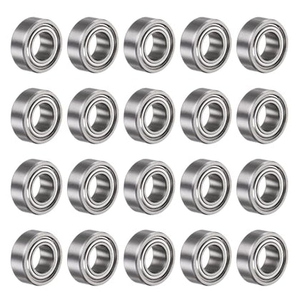 uxcell R188ZZ Deep Groove Ball Bearing, 20pcs 1/4" x 1/2" x 3/16" Chrome Steel Z1 Double Steel Shielded Bearing - size: 1/4" x 1/2" x 3/16"
