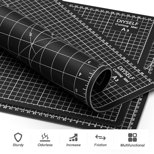 DIYSELF 9in×12in Self Healing Cutting Mat, A4 Quilting Craft Mat for Sewing - color: Black, size: 12"L x 9"W