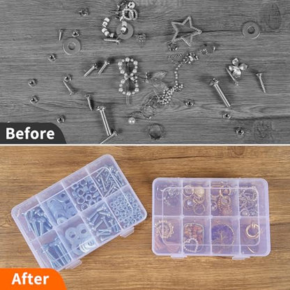 QUEFE Bead Organizer Box 4 Pack 8 Grid Plastic Tackle Box Storage Dividers - size: 4pcs