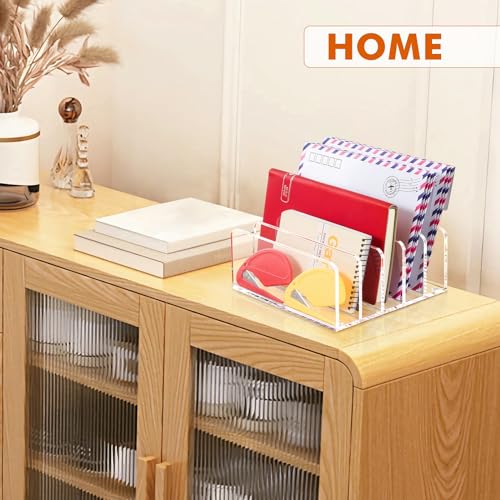 BEYGORM Acrylic Mail Holder, 5 Compartments Multifunction Desk Organizer - size: Medium