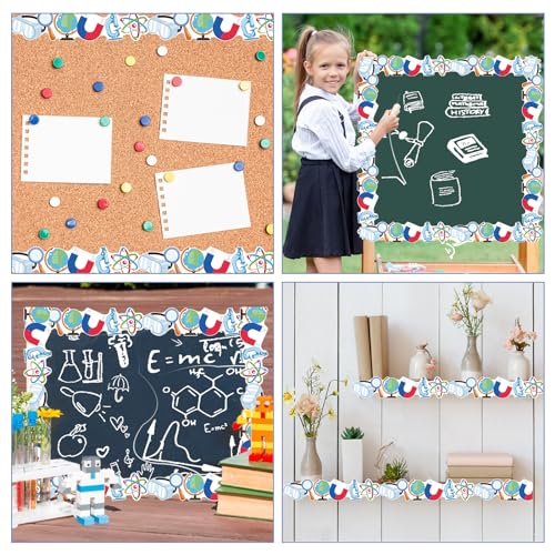Science Bulletin Board Border, 65.6Ft Lab Themed Trim for Classroom Decorations, Back to School Office Whiteboard Wall Decor - style: Science