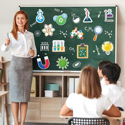 48Pcs Science Cutouts, Physical Chemistry Laboratory Cut-Outs Science Paper Cutouts Bulletin Board Decorations for Home Office School Classroom Chalkboard Wall Door Decor - style: Science