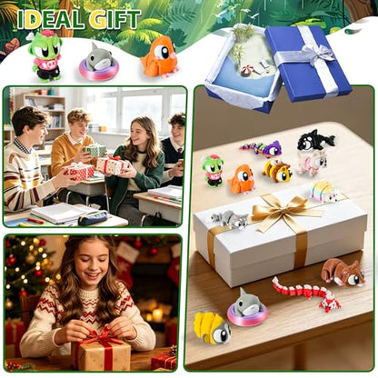 Big Eyed Animal Figurines Set of 12 3D Printed Desk Decor Gift Toys - size: Big Eyed Animals, style: 12 PCS