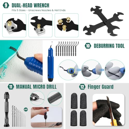 3D Printer Tools Kit with Storage Case, 3D Printer Accessories - Deburring Tool, 3D Printer Removing Scrapers, Metal Files, Brushes, Hand Drill, Tweezers, for Bambu Lab, Ender 3, Kobra, etc. (69)