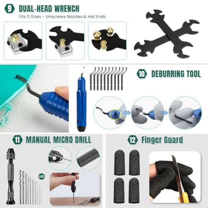 3D Printer Tools Kit with Storage Case, 3D Printer Accessories - Deburring Tool, 3D Printer Removing Scrapers, Metal Files, Brushes, Hand Drill, Tweezers, for Bambu Lab, Ender 3, Kobra, etc. (69)