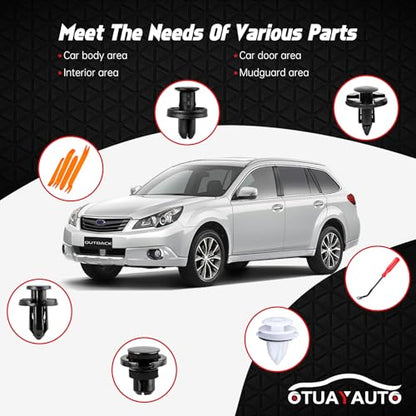 OTUAYAUTO 105PCS Replacement for Subaru Bumper Fender Retainers - size: 100Pcs 5 Sizes Clips for Subaru
