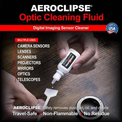 Aeroclipse Optic Cleaning Fluid - Non-Flammable Camera Lens Cleaner and Digital Sensor Cleaning Solution for Coated Lenses, Telescope, Projector and Other Optical Products - Dropper Tip (15ml) - 0.5oz - size: 0.5oz, style: Aeroclipse