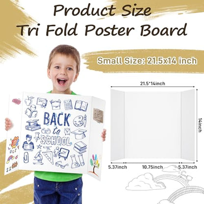 PSHVYM 12 Pcs Small Trifold Poster Board, 21.5 x 14 inch White Poster Board - color: White, size: 21.5 X 14 inch