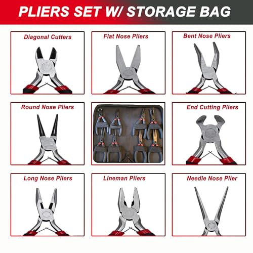 8-Piece Jewelry Pliers Set with Pouch for Jewelry Making & Beading