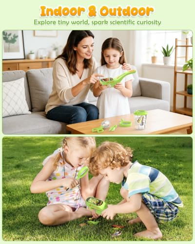 Bug Catcher for Kids,Kids Microscope,3-in-1 Insect Catching Kit for Kid - color: Ligth green