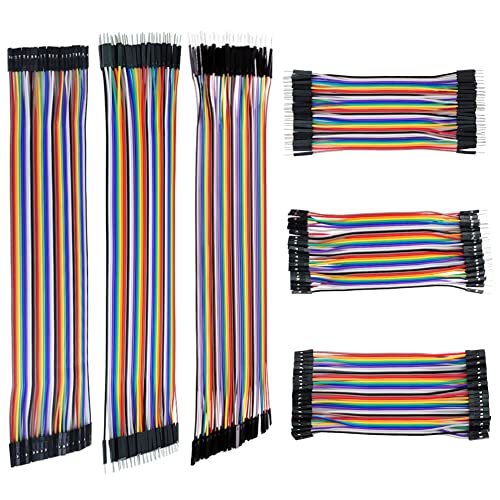 240pcs Multicolored Jumper Ribbon Cables 20cm 10cm Breadboard Prototyping Wires 40pin M-M, 40pin M-F, 40pin F-F Jumper Wire Kit for Arduino DIY Project (8" and 4")