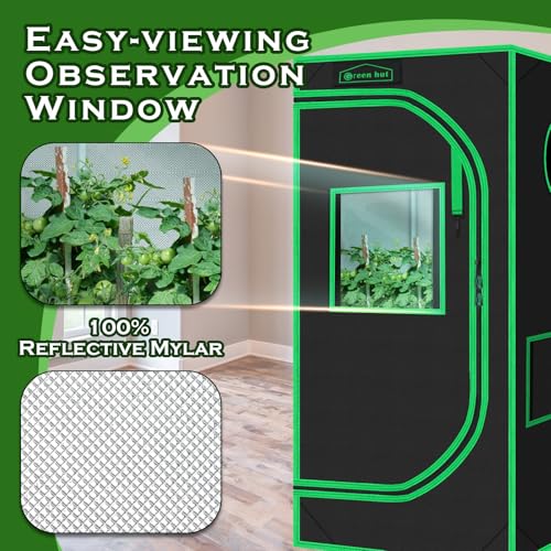 2x2 Green Hut Grow Tent 24"x24"x48" 600D Mylar Hydroponic Grow Tents - size: 24"x24"x48"