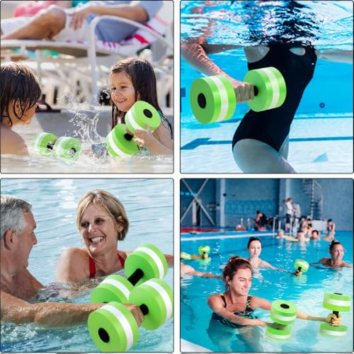 2Pc Water Dumbells Water Aerobic Exercise Foam Dumbbell Pool Resistance Aquatic Dumbbell EVA Yoga Barbell Exercise Fitness Equipment Exercises Equipment for Weight Loss - color: Green