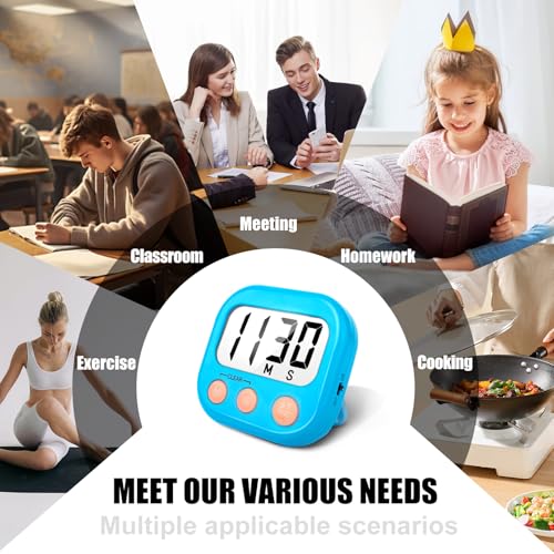AOUCE Digital Kitchen Timers for Cooking, Timer for Kids 2 Pack Blue - color: Blue