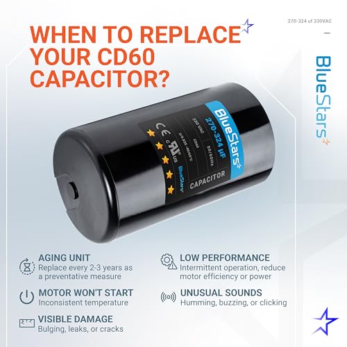 [2025 Upgraded] BlueStars 270-324 uF MFD 330 VAC Motor Start Capacitor