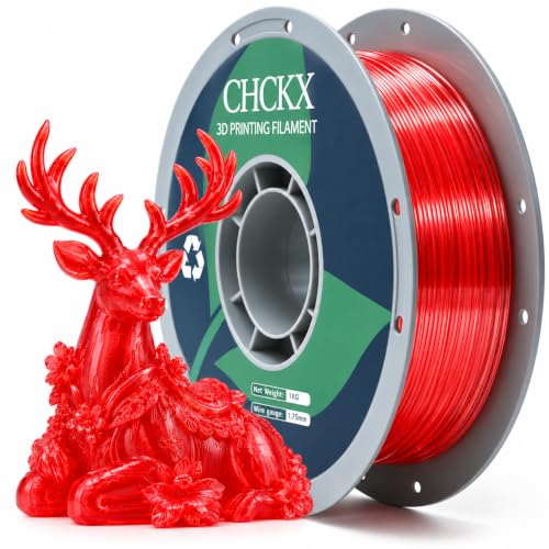 PETG 3D Printer Filament 1.75mm, +/-0.02mm Tolerance, 1kg Spool(2.2lbs), Clear Red - color: Transparent Red, size: PETG