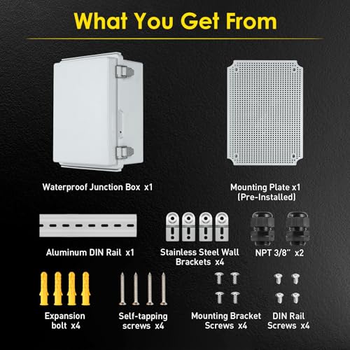IP67 ABS Outdoor Electrical Junction Box Waterproof with Aluminum DIN Rail - color: Grey, size: 13.8''×9.8''×5.9''