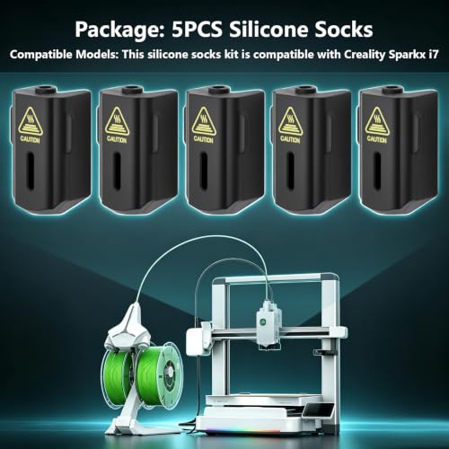5PCS Silicone Socks for SPARKX i7, 3D Printer High Temperature Resistance Hotend Nozzle Silicone Socks Cover for Creality SPARKX i7
