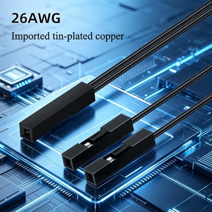 12Pcs PC Power & Reset Button Extension Cable, 2-Pin Female to Dual Female Jumper Wires for Computer Case Switch and Motherboard Front Panel DIY Replacement(3.94 Inches)