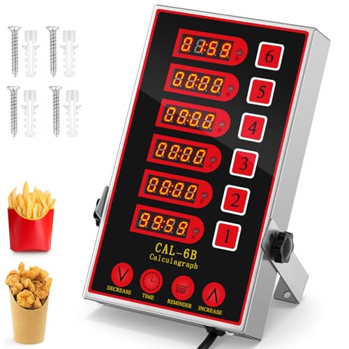 Relaxweex 1 Pack Commercial Digital Kitchen Timer for Cooking, 6 Channel - color: Black, size: 6 Chanels