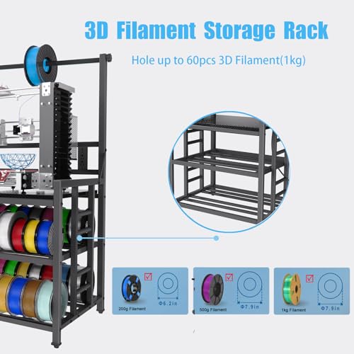 3D Printer Table with Filament Storage Printer Stand with Power Outlet,Heavy Duty 3D Printer Storage rack for ABS, PLA, TPU Filament Spools, Home Offices and Studios Carbon Fiber Black - color: Carbon Fiber Black