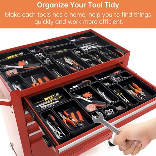 45 Pack Tool Box Organizer Tray Divider, Toolbox Desk Drawer Organizer,Garage Organization Storage for Rolling Tool Chest Cart Cabinet Workbench Workshop Small Parts Widget Tool Organizer Black - color: 45PCS - Black, size: 3 - Sizes