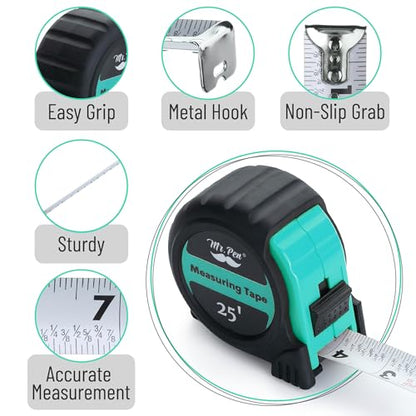 Mr. Pen- Retractable Tape Measure 25 ft, Turquoise Blue, Easy Read - color: Turquoise Blue, size: 1 pcs