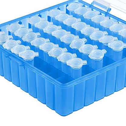 uxcell Centrifuge Tube Freezer Storage Box 100 Places Waterproof Polypropylene Lockable Cryogenic Holder Rack for 1.5/1.8/2ml Microcentrifuge Tubes Vials Samples, Blue - color: Blue