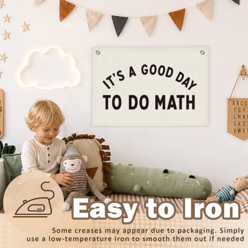 Math Classroom Decor Canvas Wall Hanging Banner - color: 04-Good Day to Do Math - Black and White