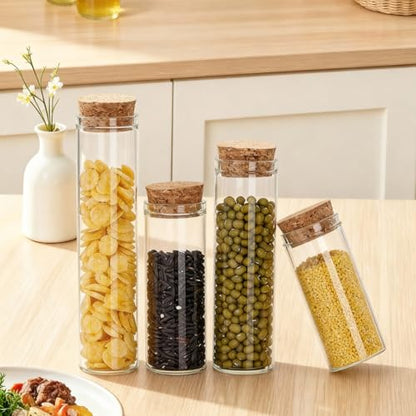 10PCS 60ml/2oz Empty Clear Borosilicate Glass Test Tubes Flat Test Tubes with Cork Stoppers Vials Jars Container Holder Message Bottle for Scientific Experiments Bath Salt Tea Candy Party Favor