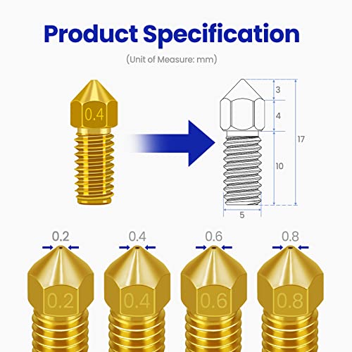 Brass Nozzle Kit for AnkerMake M5/M5C, 0.2-0.8mm, 12PCS - size: Mixed size 12 pack-brass