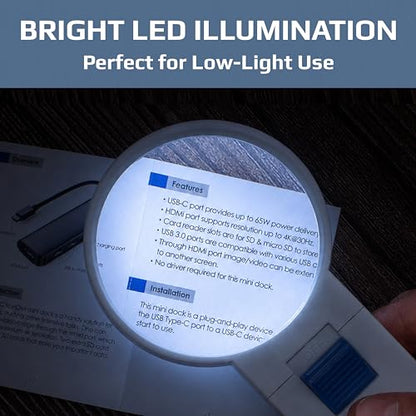 Carson Illuminated LED Lighted 4x Hand Held 3.0'' Aspheric Magnifier (SV-40)