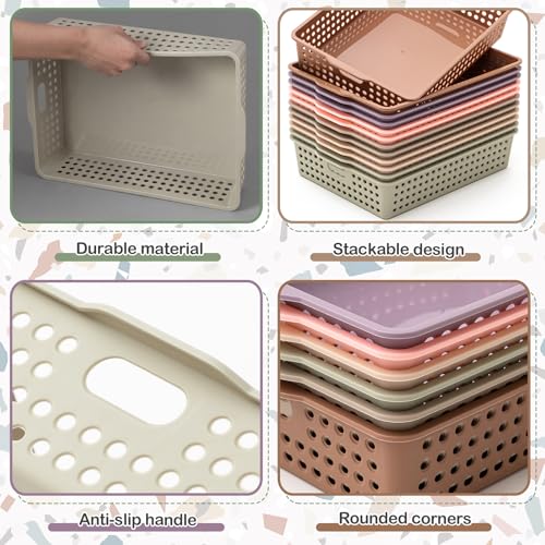 Geetery 12 Pack Classroom Storage Baskets with Handle,Terrazzo Color - color: Terrazzo Color