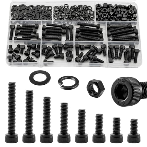 280Pcs UIETUIL M5 Hex Socket Head Cap Screws Kit, M5x8-35mm, 12.9 - size: M5 Cap 12.9 - 280PCS