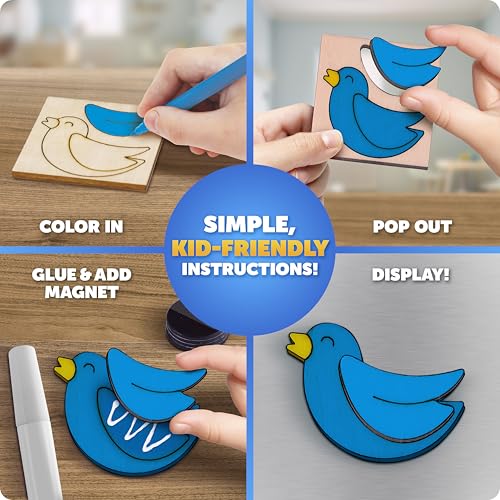 Blue Marble Wooden Magnet Painting Craft Kit with 15 Nature Designs