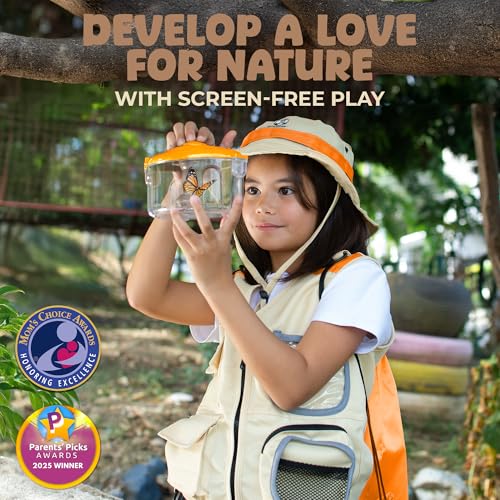 Kids Explorer Kit with Safari Vest & Hat for 7-12 Year Old Boys & Girls - color: Orange, size: Large