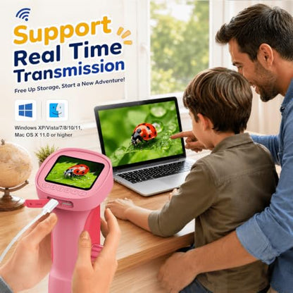 1000X Handheld Digital Microscope for Kids: Explorer 4K Magnifying Glass - color: Pink