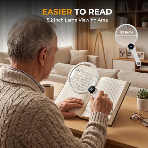 Magnifying Glass with Light, 10X 20X 45X Lighted Magnifying Glass (White) - color: White