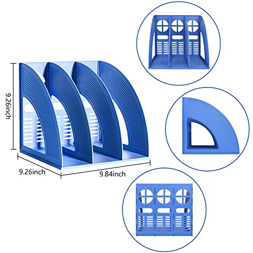 Marte Vanci Magazine File Holder Book Desktop Organizer Plastic Storage Sturdy Vertical 3 Section Folder Blue - color: Blue 3 Section