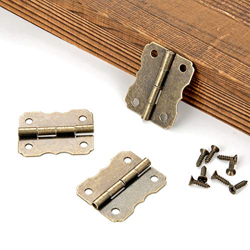 40Pcs Mini Bronze Engraved Hinges for Craft & Wooden Jewelry Boxes - color: K62