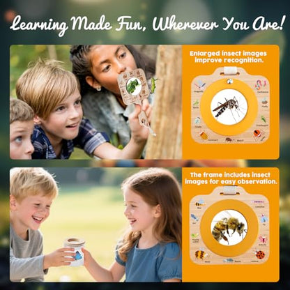 Wooden Insect Observation Kit for Kids,10Pcs Outdoor Nature Explorer Set, Insect Habitat Cage,Butterfly Net,Magnifying Glass,Compass STEM Education Toy, Birthday Backyard Gift for 3+ Boys & Girls
