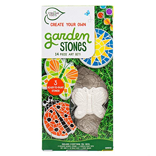 Creative Roots Paint Your Own Stepping Stones, Mini Butterfly, Ladybug, Sun - style: Pack of 3