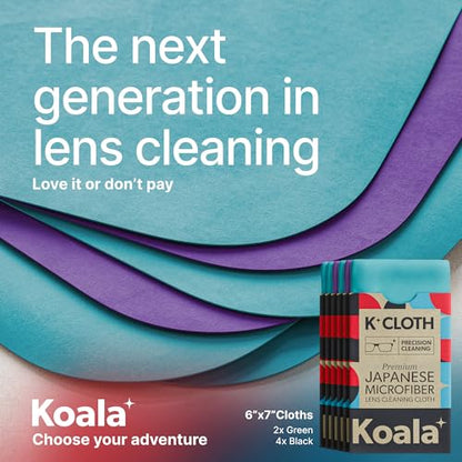 Koala Lens Cleaning Cloth | Japanese Microfiber | Blue & Purple (Pack of 6) - color: Purple / Blue, size: 6 Pack