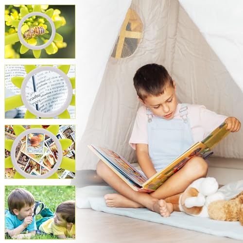 Rongon 10X Kids Magnifying Glass Handheld Magnifier for Children (Green) - color: Green