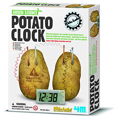 4M Potato Clock DIY Green Science Chemistry Engineering Lab - STEM Toys Educational Gift for Kids & Teens, Girls & Boys, Brown - style: Potato Clock