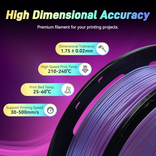 FLASHFORGE Chameleon Gradient Rapid PLA Filament Blue & Pink, High Speed PLA Filament 1.75mm Max 500mm/s Fast Printing, Displays Shimmering Effects from Various Angles and Light - color: Chameleon Gradient Blue & Pink
