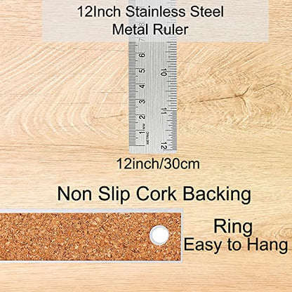Metal Ruler 12 Inch, Non-Slip Cork Backing, Ink Bleed-Resistant Edge, 1 Pcs - style: 12"Single