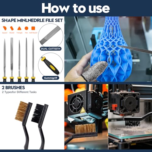50-Piece 3D Printer Tool Kit, 3D Printing Accessories Compatible with FDM/SLA Printers, Including Nozzle Cleaning Kit, Scraper, Deburring Tool, Files, Brushes, with Storage Case, Starter Kit
